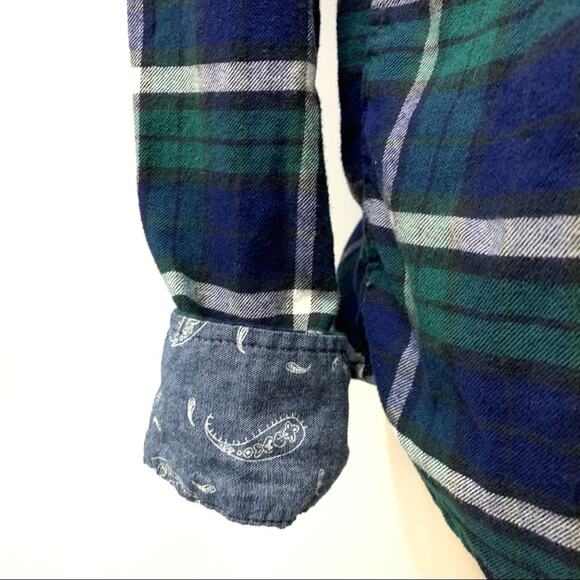 Jachs Girlfriend Stretch Plaid Flannel Button Down Shirt Womens Large - Picture 9 of 11